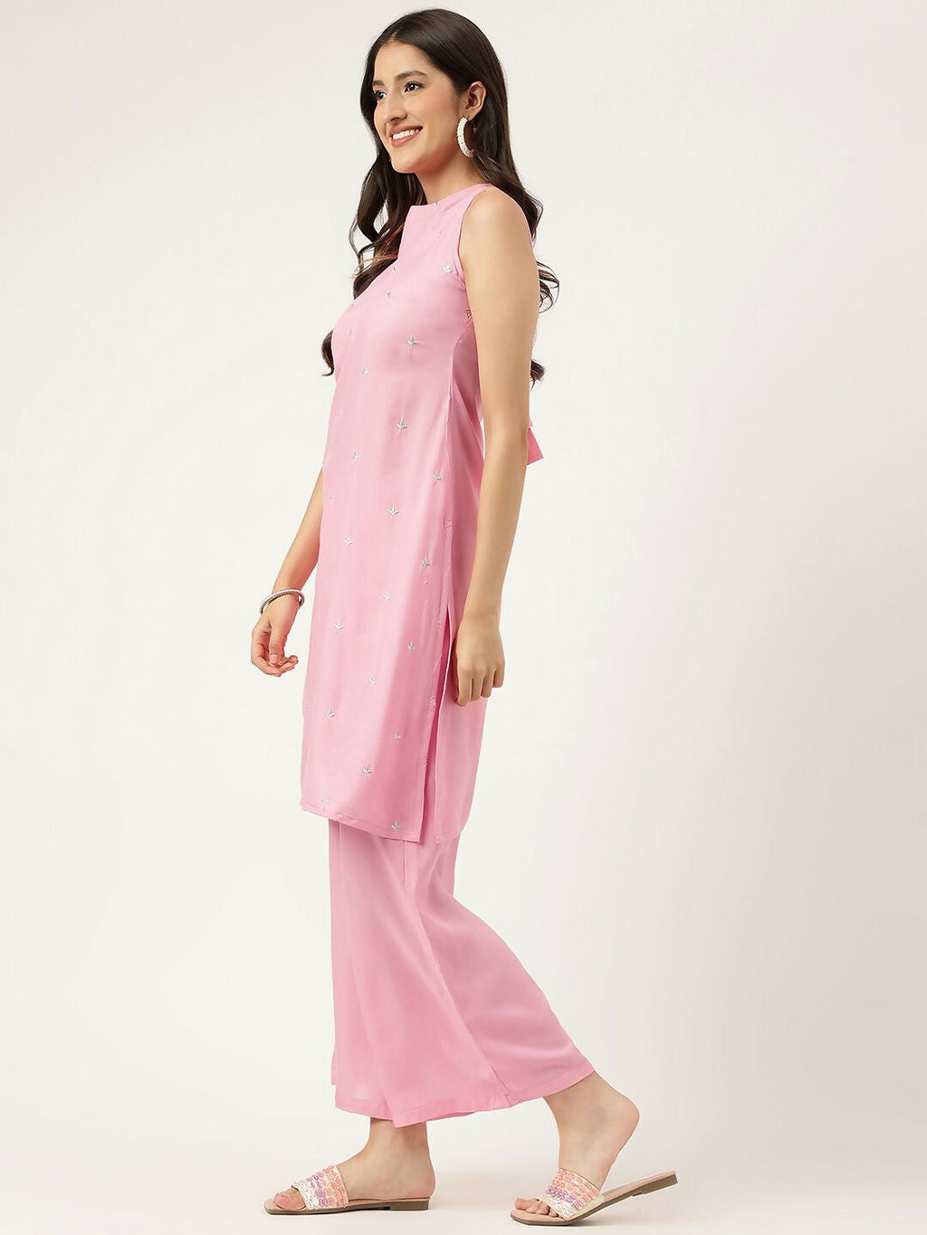 Joban Fashion Pink Rayon and Embroidered Work Straight Kurta Bottom Set | Grocsy