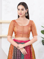 Joban Fashion Copper Tissue Elbow Sleeveless Front Open Blouse | Grocsy