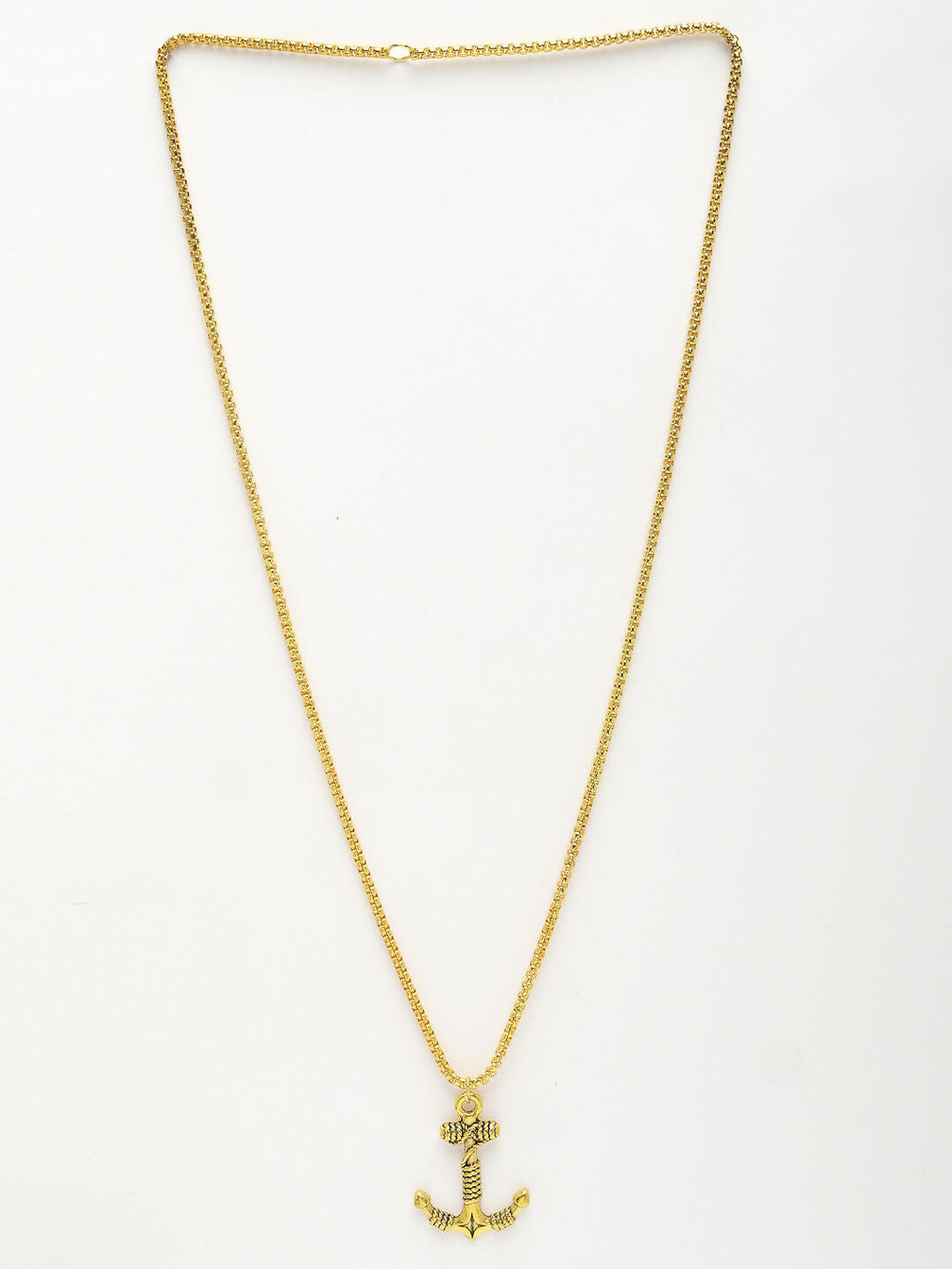 NVR Men's Gold-Polished Stainless Steel Pendant with Chain | Grocsy