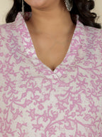 Aramya Straight Soft Cotton Floral Print Women's Kurta - White | Grocsy
