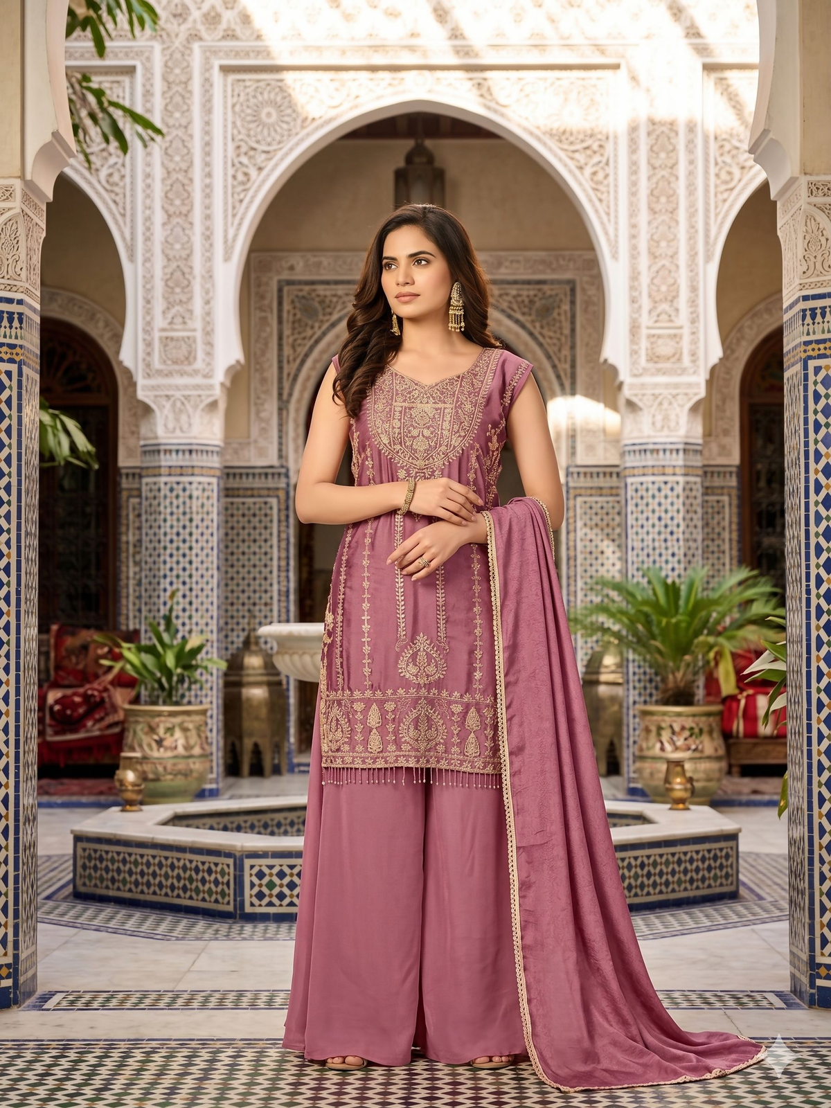 Teeya Creation Womens New Trendy Stylish Heavy Embroiedery With Beads Work Purple Kurta Set | Grocsy