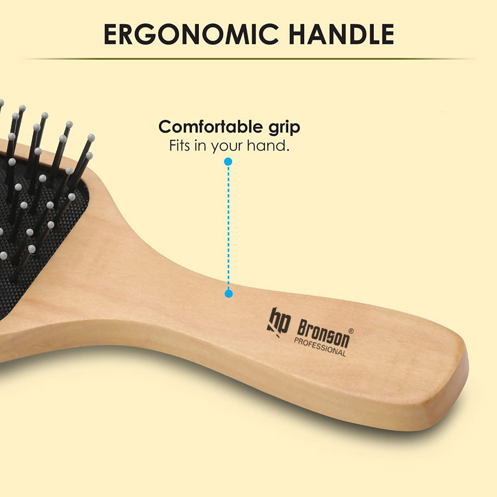 Bronson Professional Wooden Paddle Hair Brush With Strong & Flexible Nylon Bristles | Grocsy