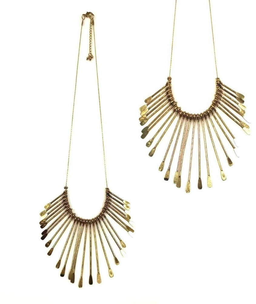 Bling Accessories Antique Brass Finish Brass Metal Statement Necklace | Grocsy