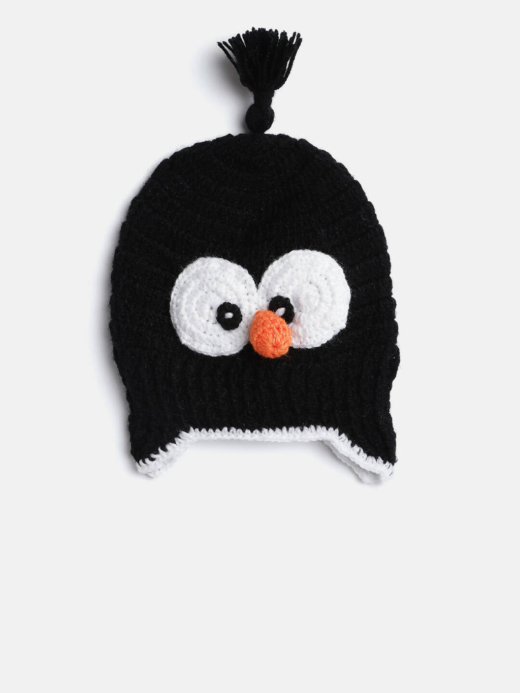 Chutput Kids Woollen Hand Knitted Googly Eyes Detail Cap - Black | Grocsy