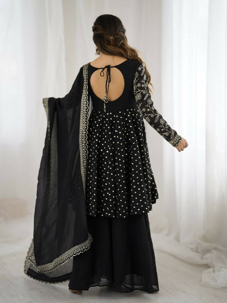 Teeya Creation Black Color Embroidery Work Wedding Wear Salwar Suit | Grocsy