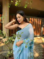 Vamsee Aditi Grey Georgette Saree | Grocsy
