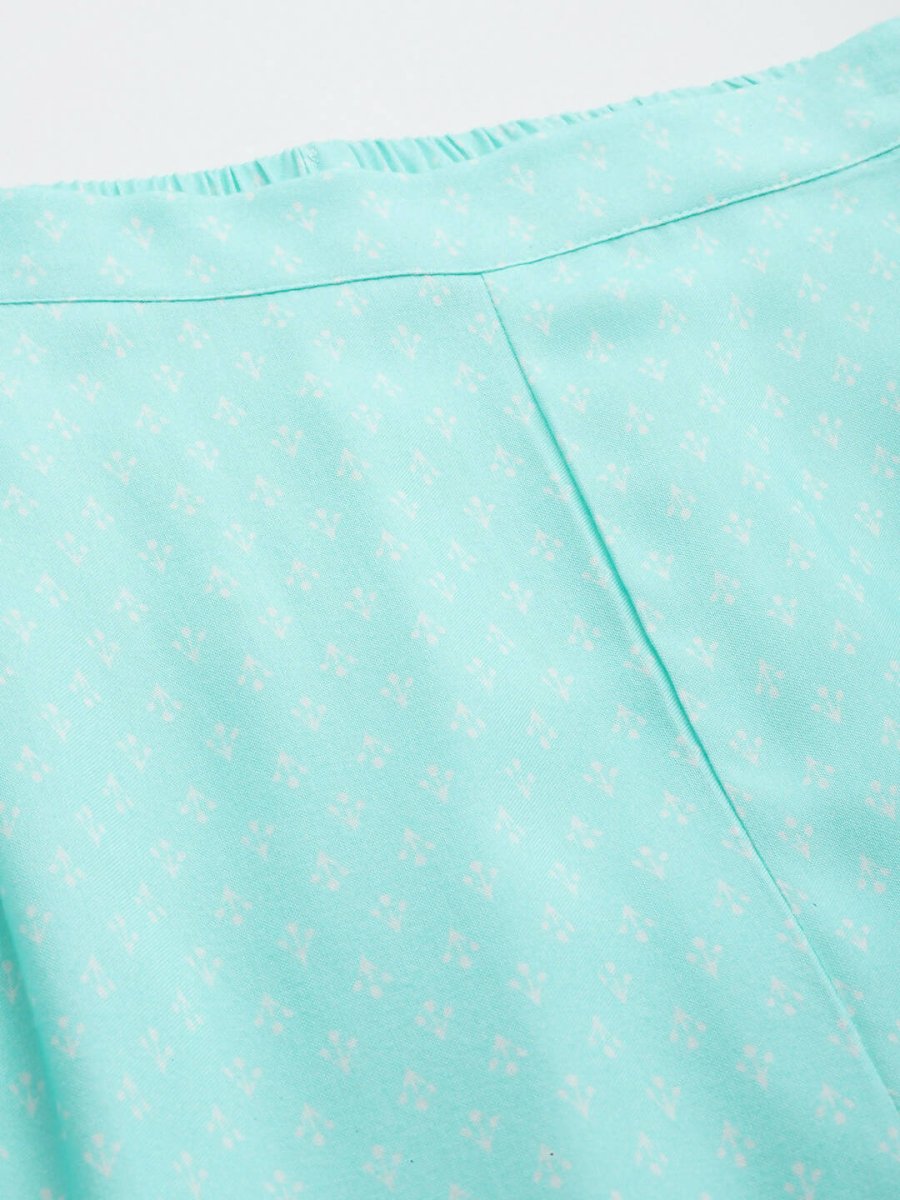Ahalyaa Women's Traditional Wear Co-ords - Firozi | Grocsy