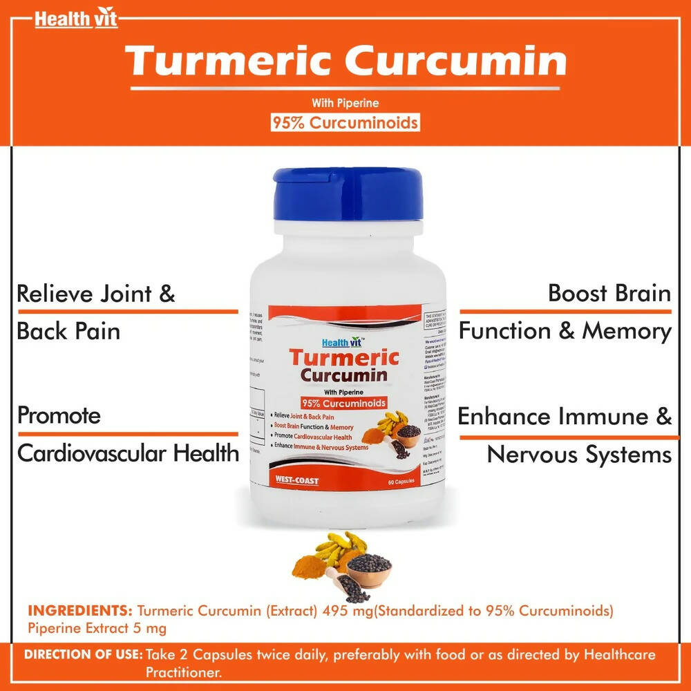 Healthvit Ultra-Pure Turmeric Curcumin Capsules | Grocsy