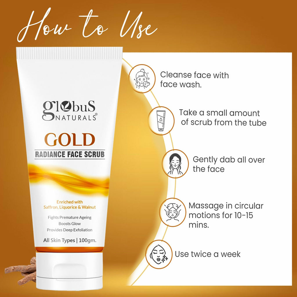 Globus Naturals Gold Radiance Anti Ageing & Brightening Face Scrub | Grocsy