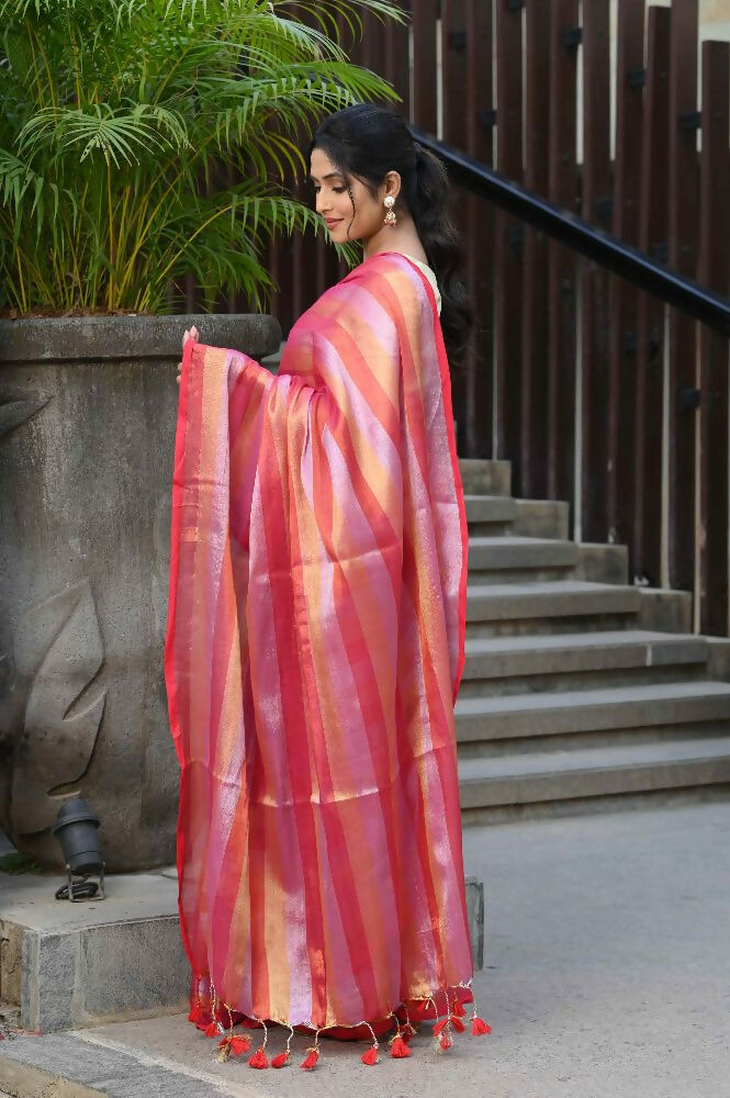 Beatitude Multicolor Tissue Silk Saree | Grocsy