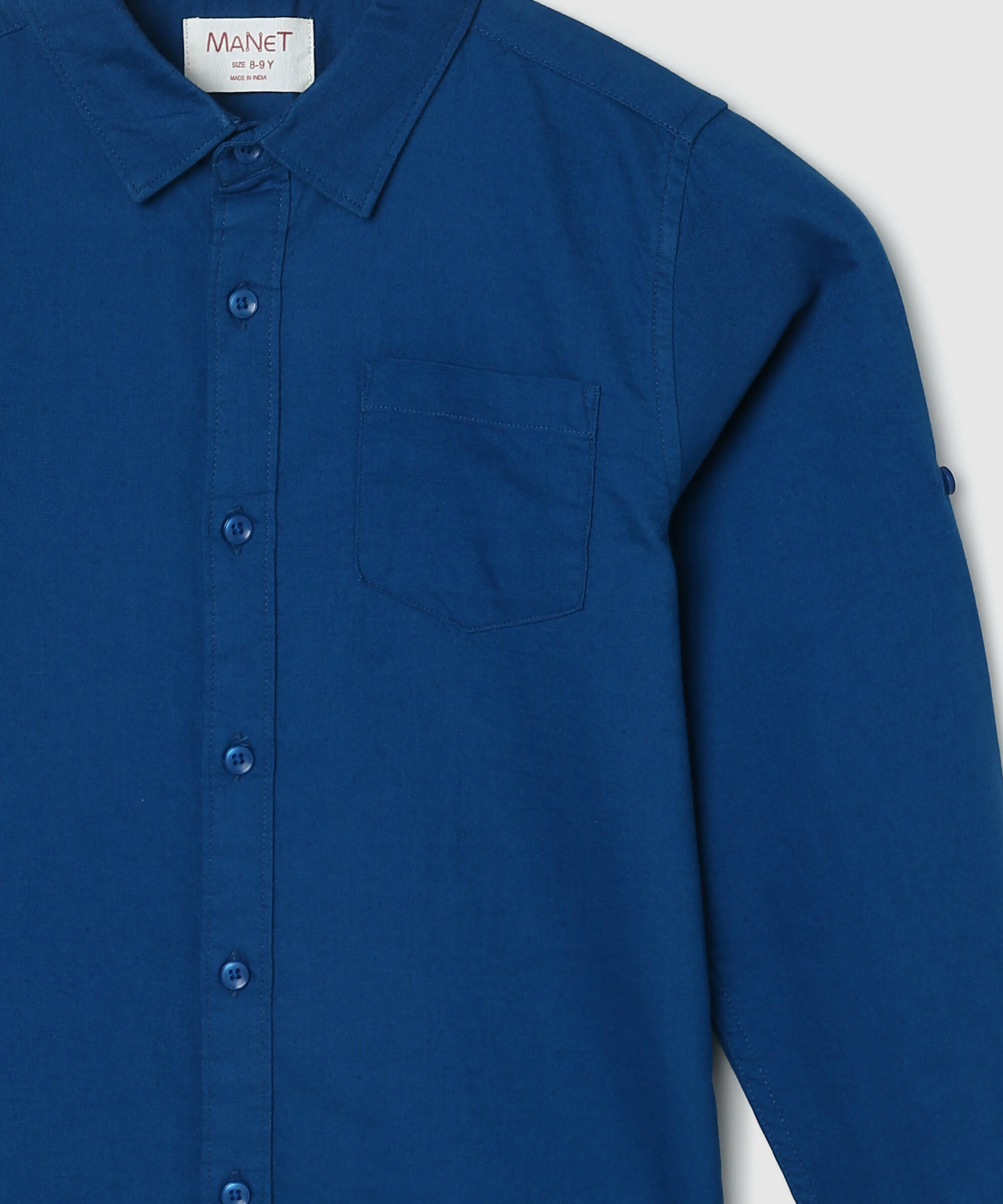Manet Boys Full Sleeves Solid Shirt - Dark Blue | Grocsy