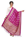 Vamika Fashion Pink Printed Khadi Bhagalpuri Dupatta | Grocsy
