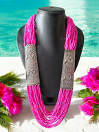 Inhanns Saree Shobha Statement Necklace - Pink Necklace | Grocsy
