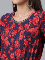 Ahalyaa Womens Navy & Red Rayon Printed Jumpsuit | Grocsy