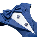 Waggety Tuxedo Dog Harness - Stylish Blue & White Design, Adjustable Fit, Durable Fabric, Elegant Pet Harness for Dogs | Grocsy