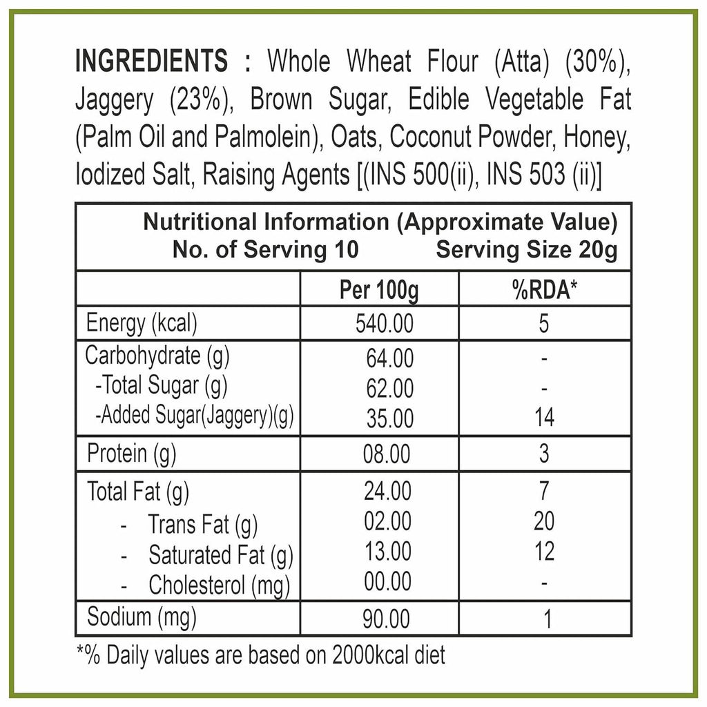 Dhampur Green Gur Oats Cookies | Grocsy