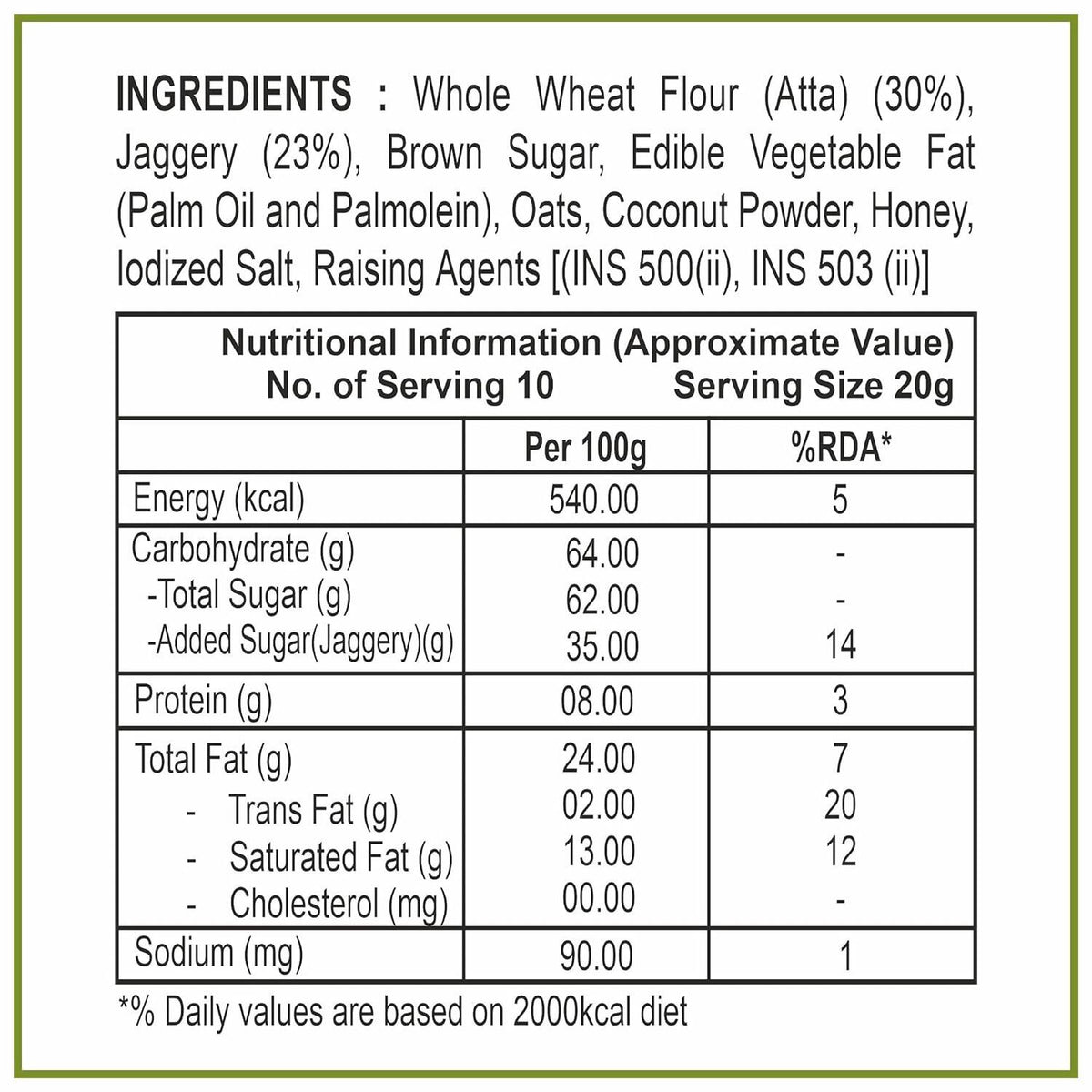 Dhampur Green Gur Oats Cookies | Grocsy
