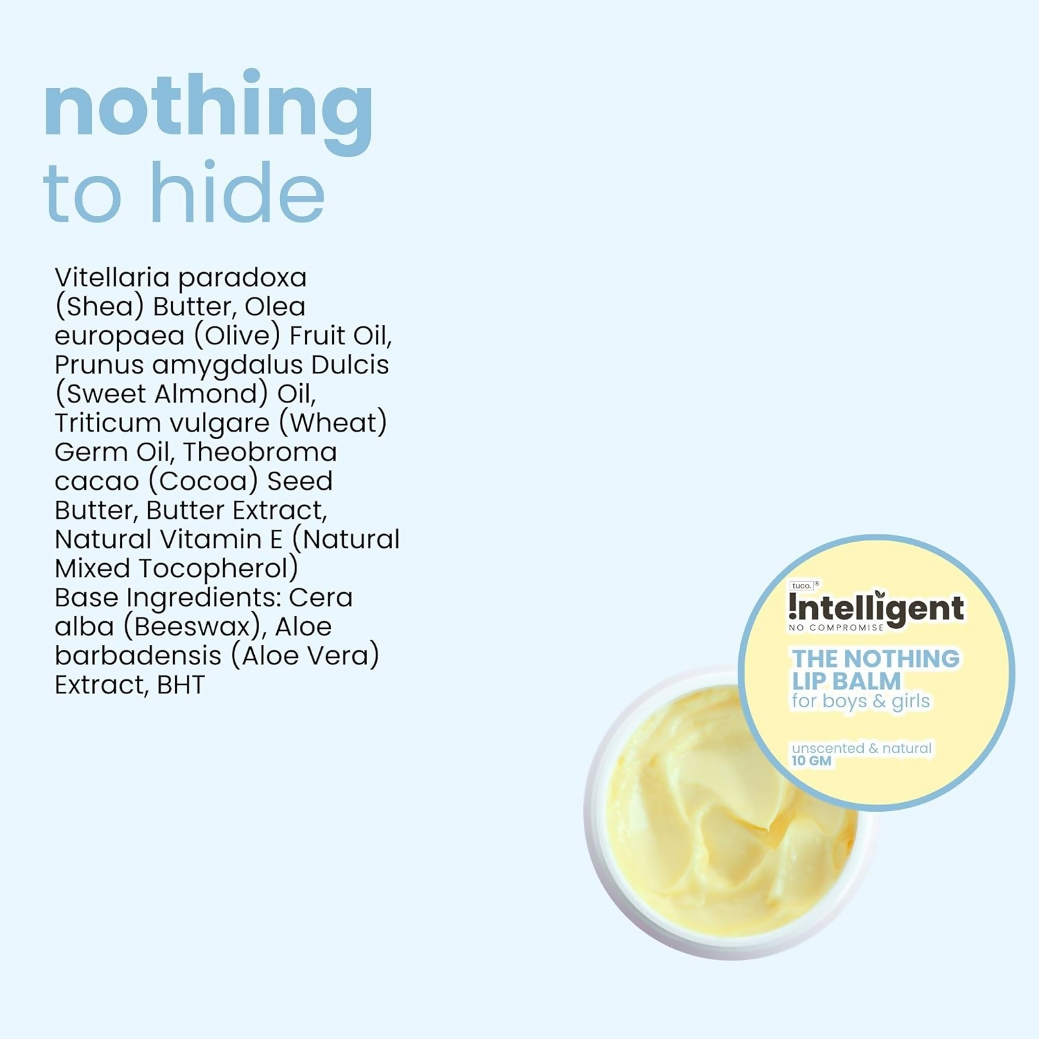 TuCo Intelligent Kids The Nothing Lip Balm, Enriched With Shea Butter, Sweet Almond Oil & Olive Oil | Grocsy