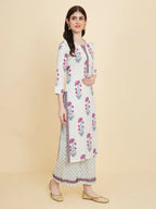 Designer Stylish white Cotton Stitched Suit With Dupatta - Tanisha | Grocsy