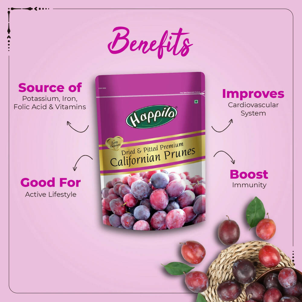 Happilo Premium Dried Californian Pitted Prunes | Grocsy