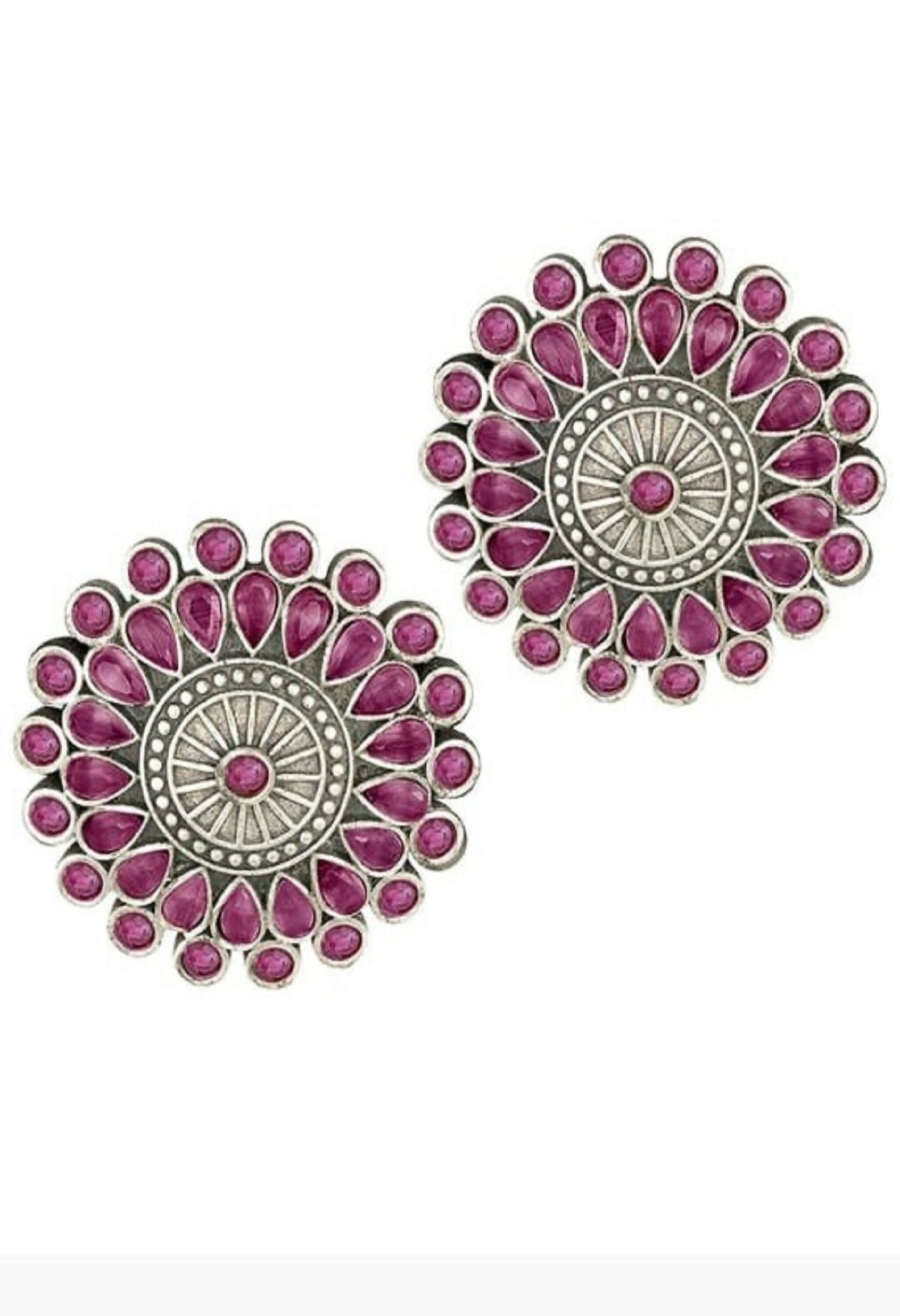 Mominos Fashion Johar Kamal Oxidised Silver-Plated Brass Finish Kundan Choker For Women (Pink) | Grocsy