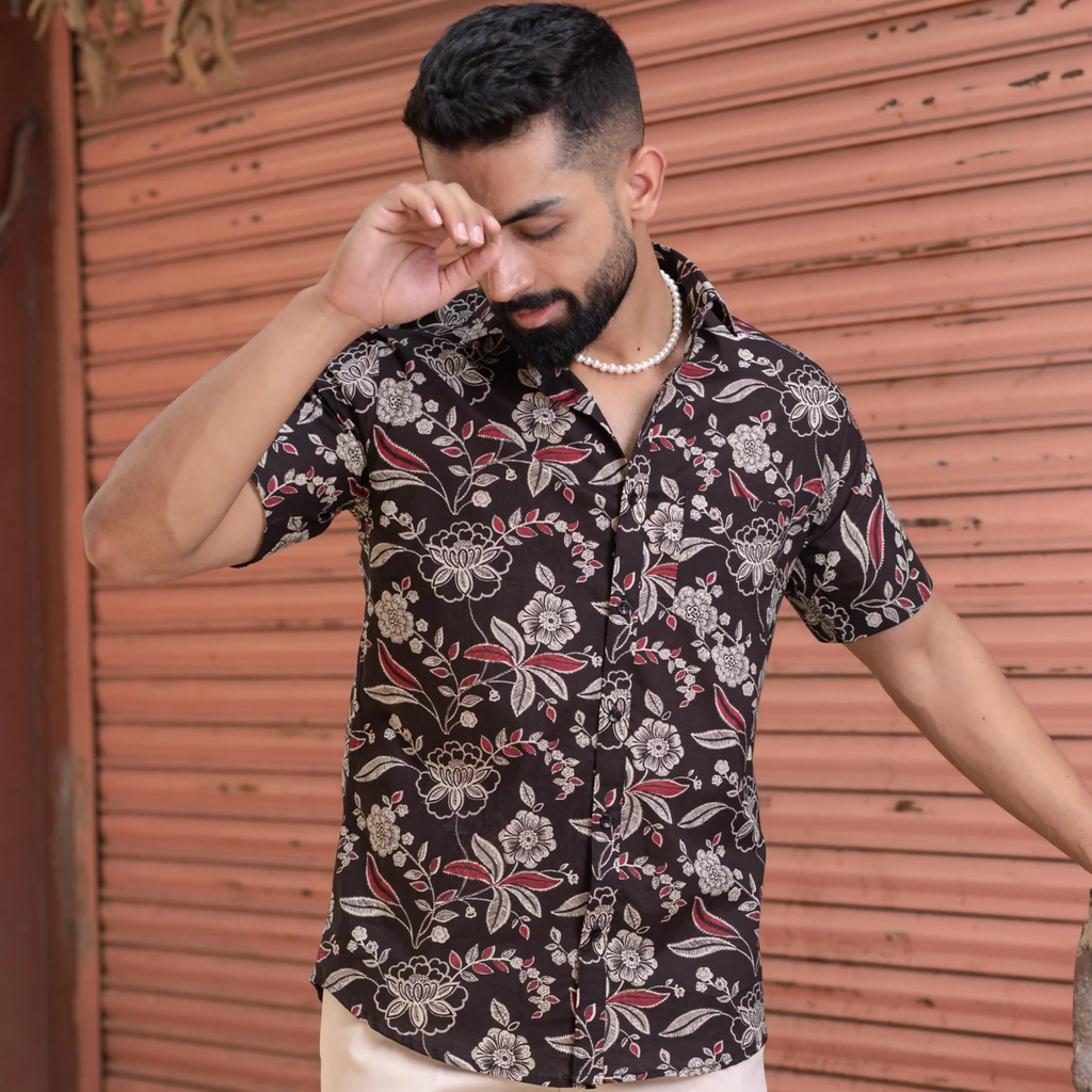 Miravan Men's Multi Colour Floral Printed Half Sleeve Slim Fit shirt | Grocsy
