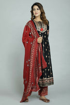 Alvano Alvano Women's Stylish Rayon Anarkali Kurta with Pant and Dupatta Set | Grocsy