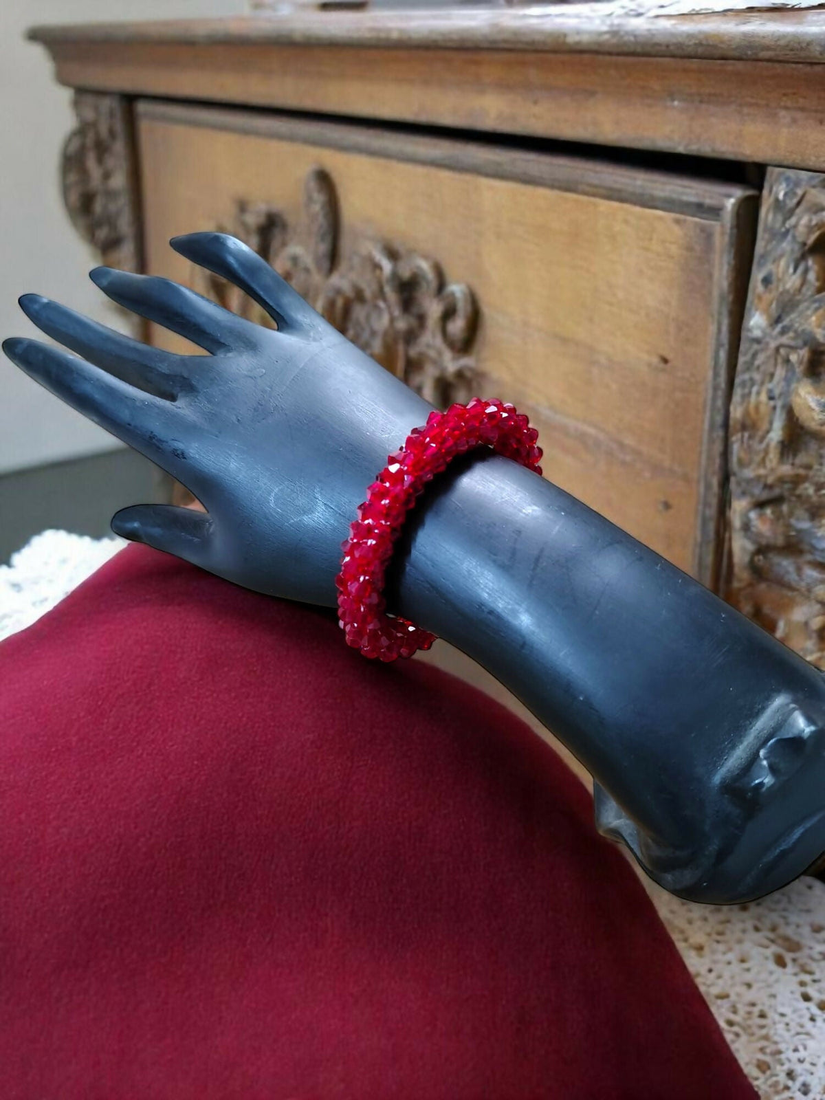 Inhanns Unisex Crystal Bloom – Adjustable Crystal Bead Bracelets - Maroon | Grocsy