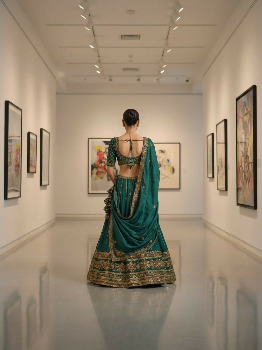Lehenga Mart Designer Indian Wedding Lehenga Choli-Green | Grocsy