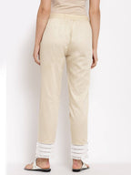 Myshka Beautiful Women's Cream Cotton Solid Casual Trouser | Grocsy