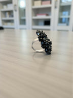 Inhanns Rang-E-Roshan Adjustable Ring – Handmade Crystal Statement Ring - Black | Grocsy