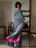 Suta Multi Color Checked Pure Cotton Saree | Grocsy