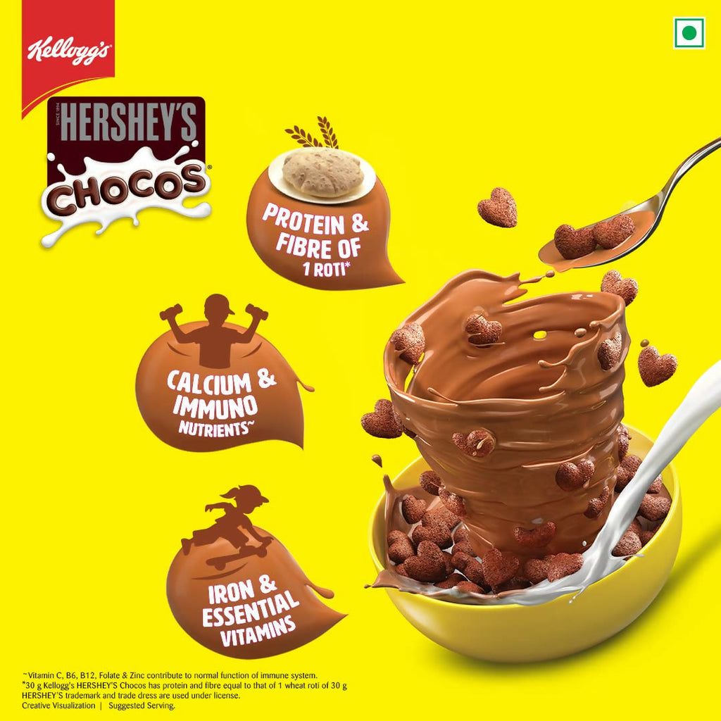 Kellogg’s HERSHEY’S Chocos with Power of 5+, Chocolatey Breakfast Cereal for Kids | Grocsy