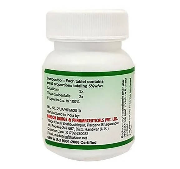 Bakson's Homeopathy Wart Aid Tablets | Grocsy