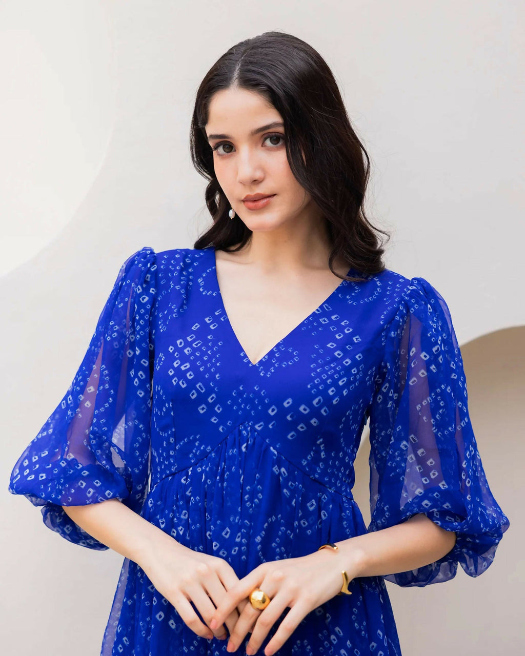 Aayaa Designer crape hand work Multi indo western - Blue | Grocsy