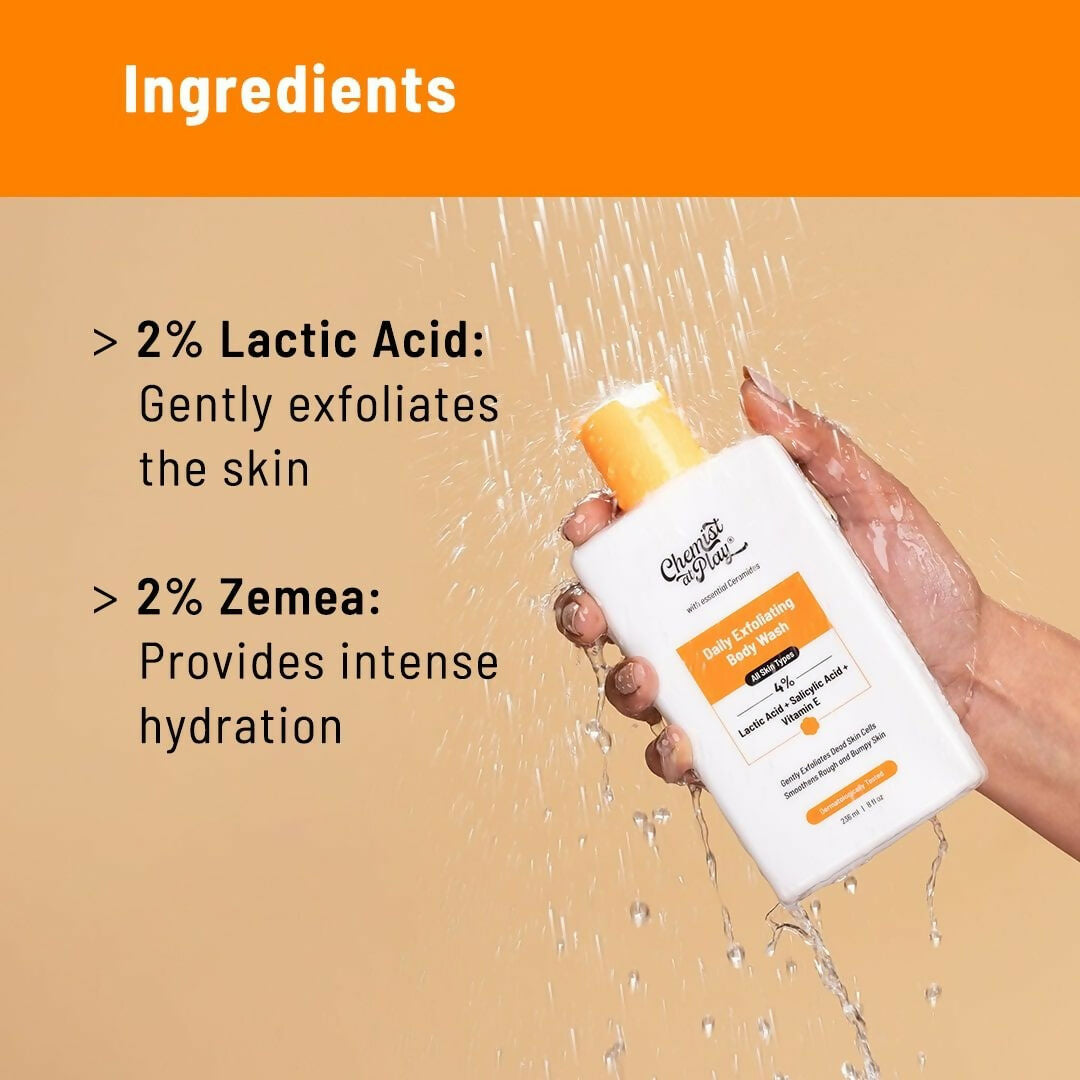 Chemist At Play Exfoliating Body Wash + Exfoliating Body Scrub For Tan Removal Combo | Grocsy
