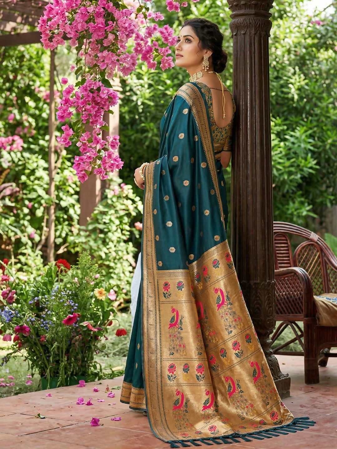 Shree Shyam Fashion Teal Soft Silk Saree | Grocsy