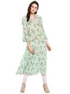 Ahalyaa Women's Yellow Geogette Digital Print Kurta | Grocsy