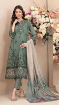 Anaita D Green Cambric Cotton Stitched Suit with Embroidery & Sequence Work | Grocsy
