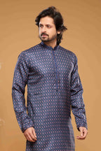Raivat Ethnic Art Silk Digital Print Pintux Work Kurta Pajama In Blue Colour | Grocsy