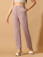 Myshka Women's Lavender Straight Fit Party Trouser | Grocsy