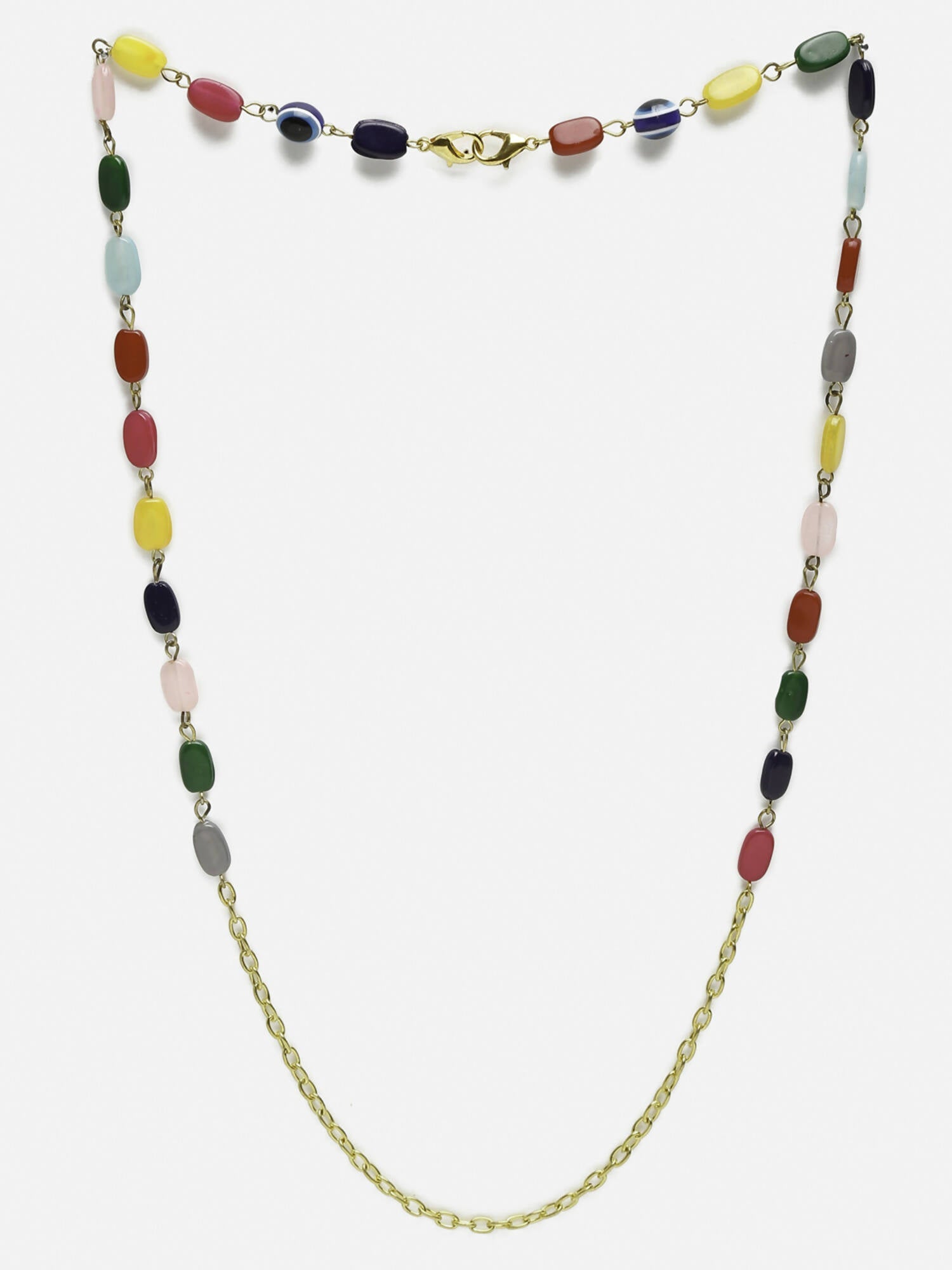 Multicolored Beaded Evil Eye Mask Chain - Ruby Raang | Grocsy