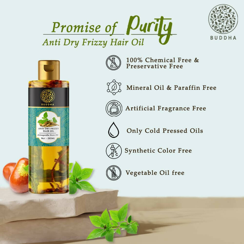Buddha Natural Anti Dry Frizzy Hair Oil - For Instant Shine, Smoothness & Soft Hair | Grocsy