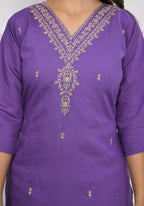 Purple Viscose Silk Embroidery with Thread and sequence Stitched Suit With Dupatta - Tanisha | Grocsy