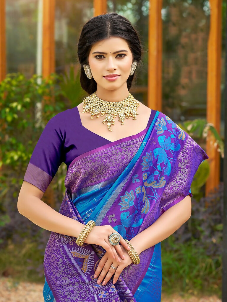 Shree Shyam Fashion Blue Soft Silk Saree | Grocsy