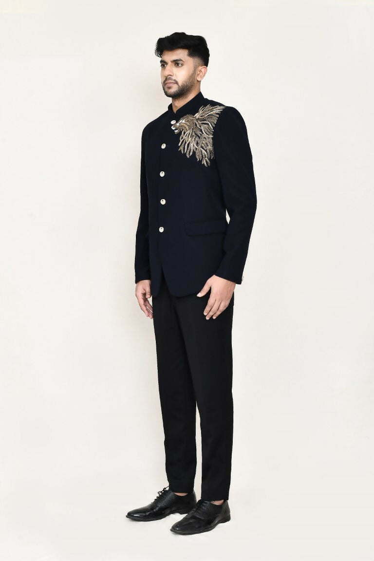 Joban Fashion Blue Colored Terry Rayon Fabric Prince Coat With Pant | Grocsy