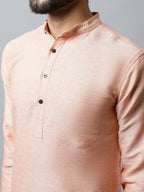 Even Apparels Pink Color Pure Cotton Men's Kurta With Band Collar (SLD1186) | Grocsy