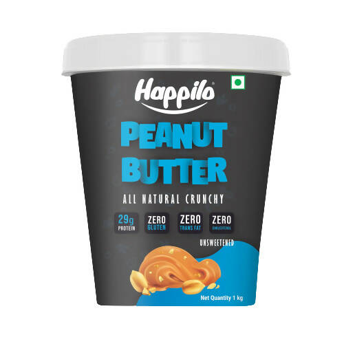 Happilo All Natural Unsweetened Peanut Butter Crunchy | Grocsy