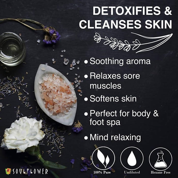 Soulflower Aromatherapy Essential Oil Lavender Bath Salt Enriched With Himalayan Pink Rock Salt | Grocsy