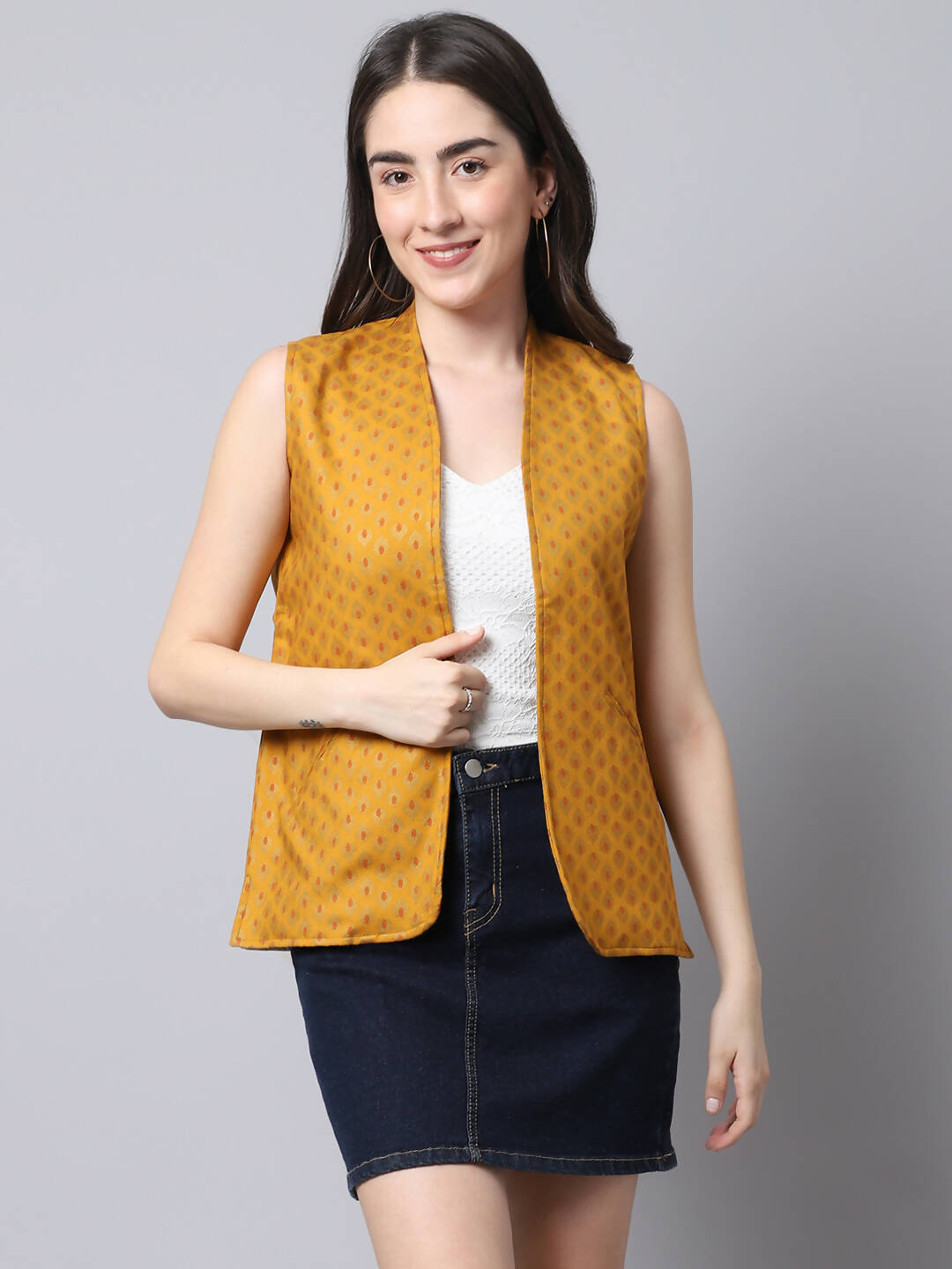 Even Apparels Multi Viscose Rayon Open Front Women's Waistcoat | Grocsy